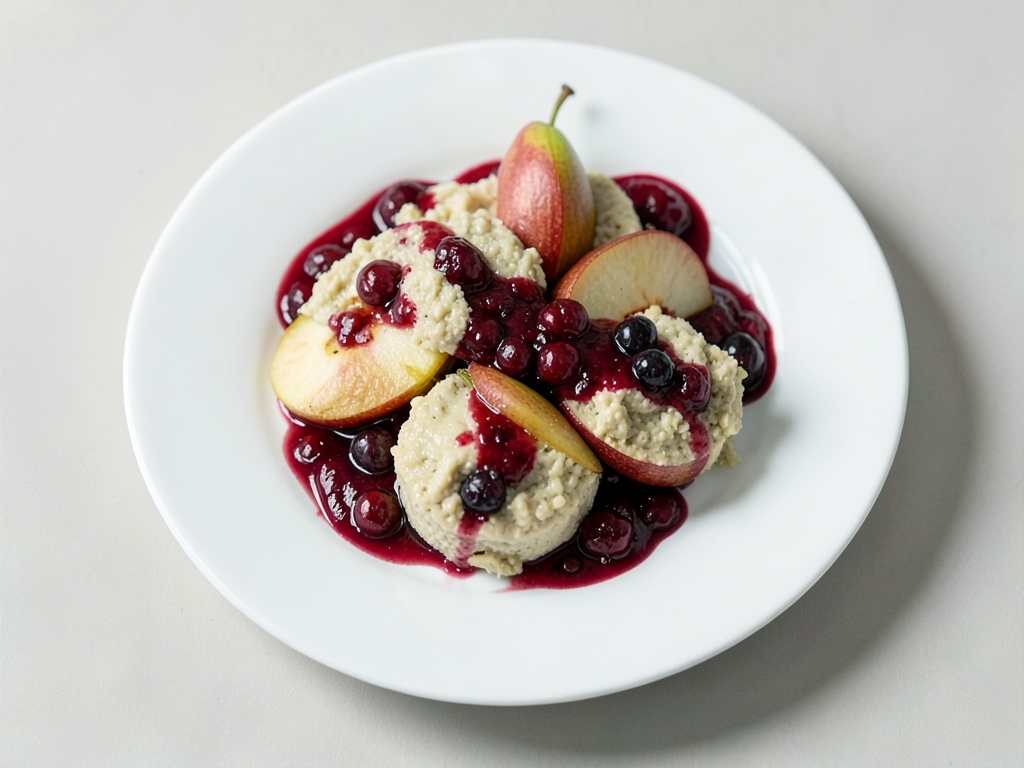 Quarkklöße mit Birnen-Cranberry-Kompott