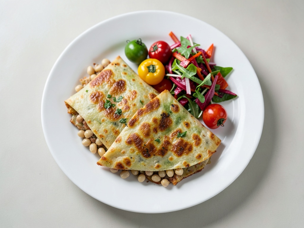 Knusprige Bohnen-Quesadillas mit geröstetem Paprikasalat