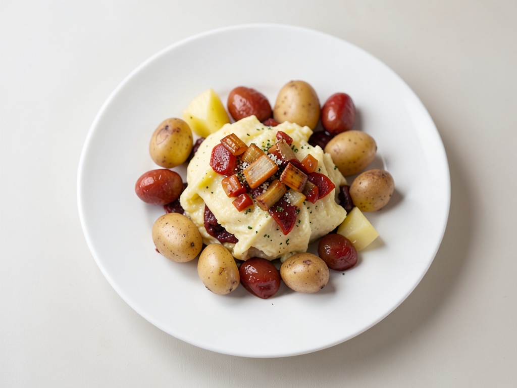 Poêlons à raclette avec pommes de terre, cornichons et oignons frits