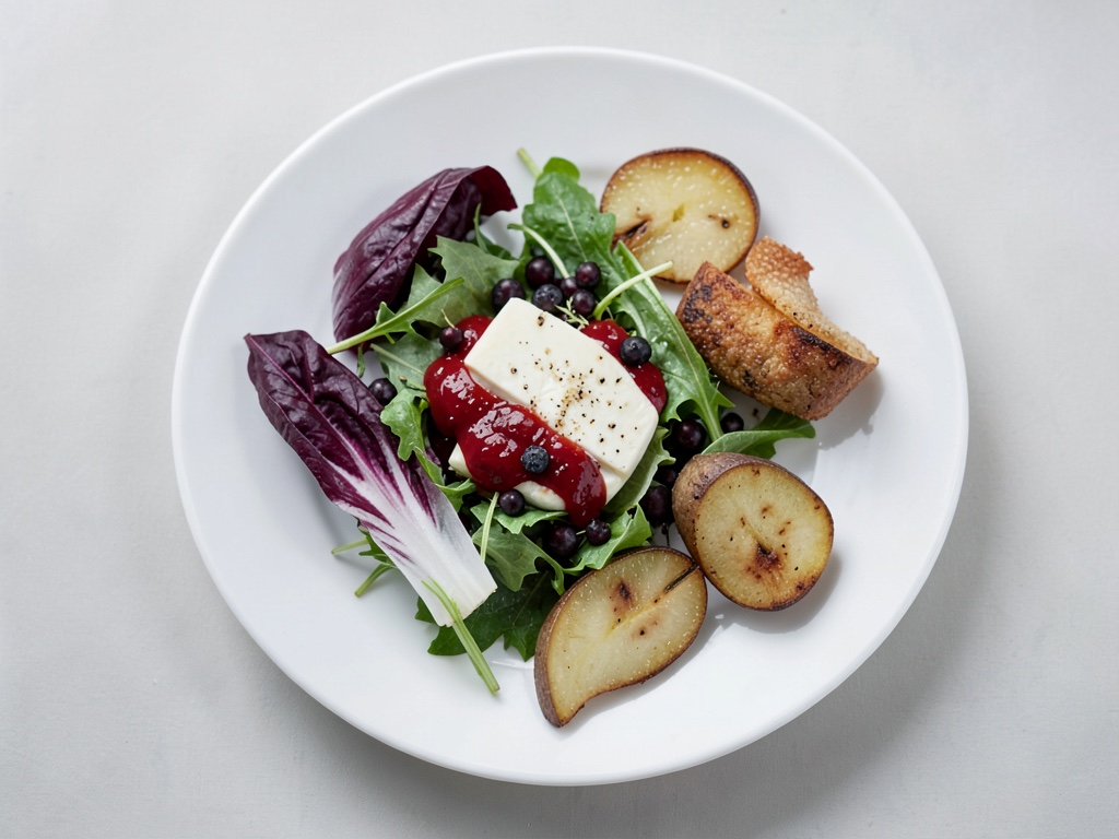 Insalata di radicchio con brie e pera fritta