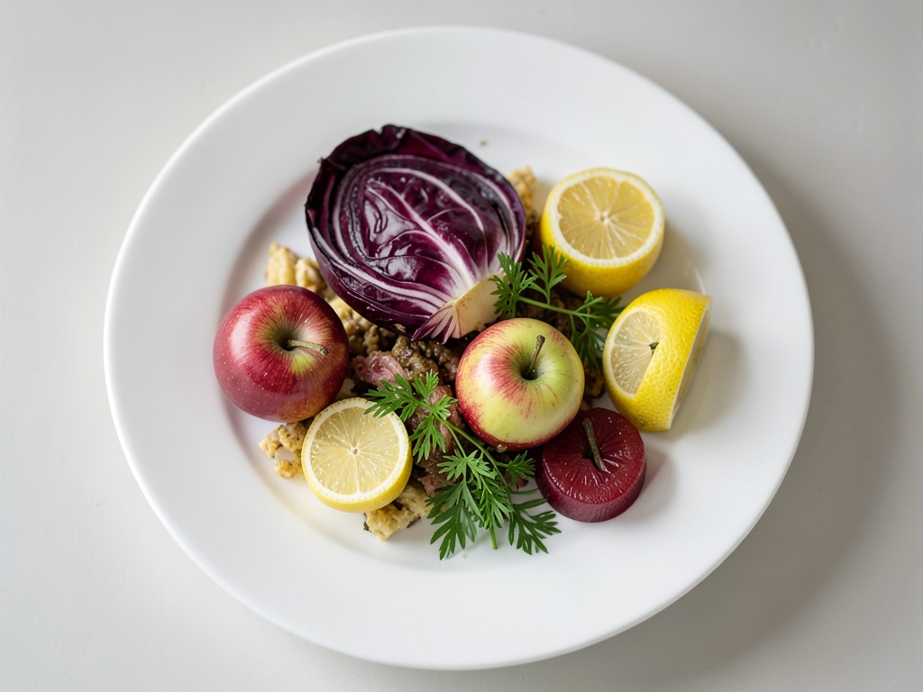 Vasos crujientes de radicchio con ensalada de manzana y nuez