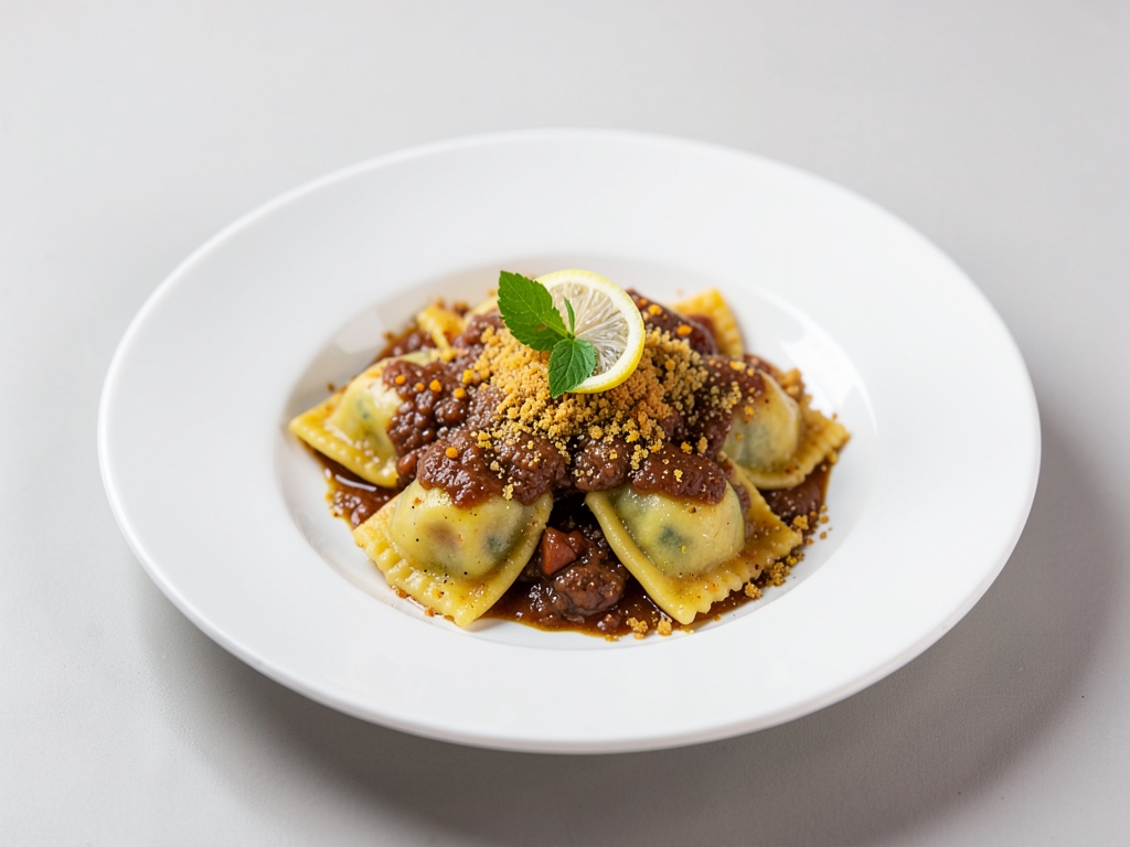Raviolis au beurre noisette avec croquant de citron