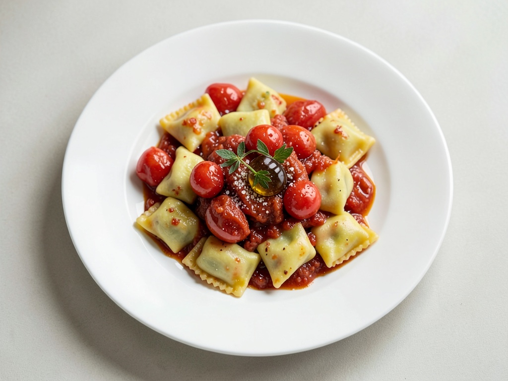 Ravioli al forno con pomodori