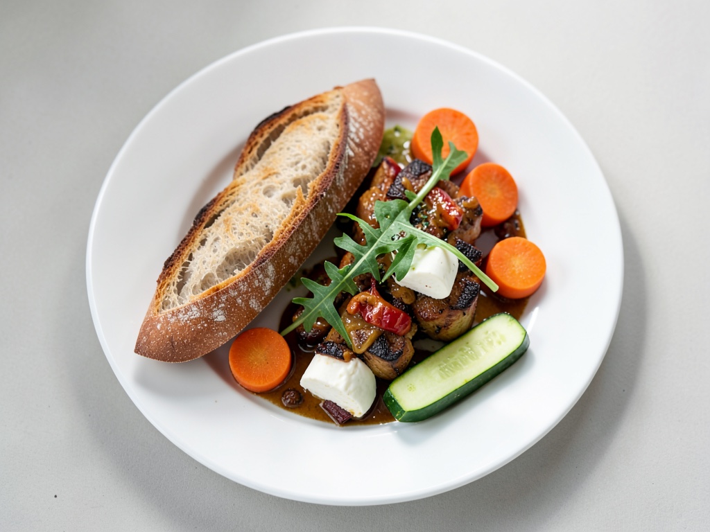 Baguette arcobaleno con verdure saltate, rucola e mozzarella