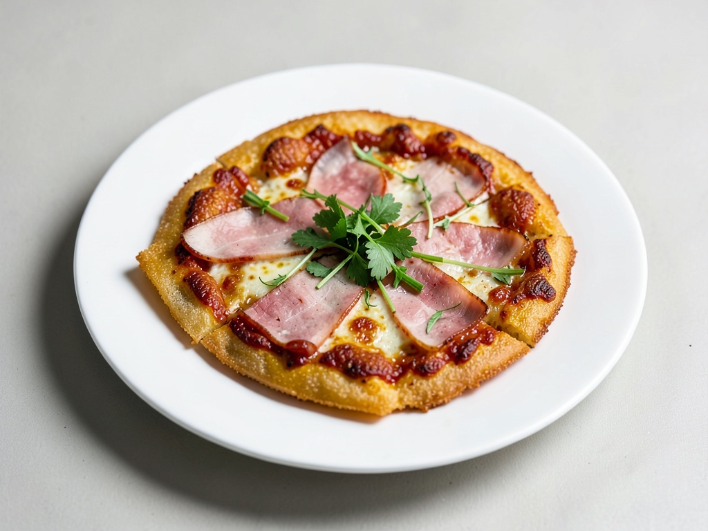 Pizza croccante di carta di riso con prosciutto