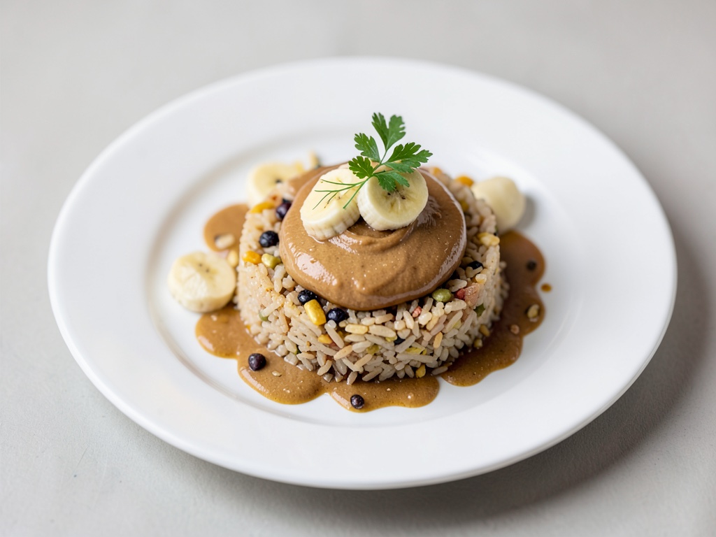 Gofre de arroz rápido con mantequilla de cacahuete y plátano