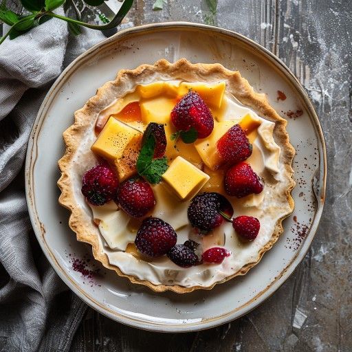 Knusprige Rhabarber-Tarte mit Vanillecreme