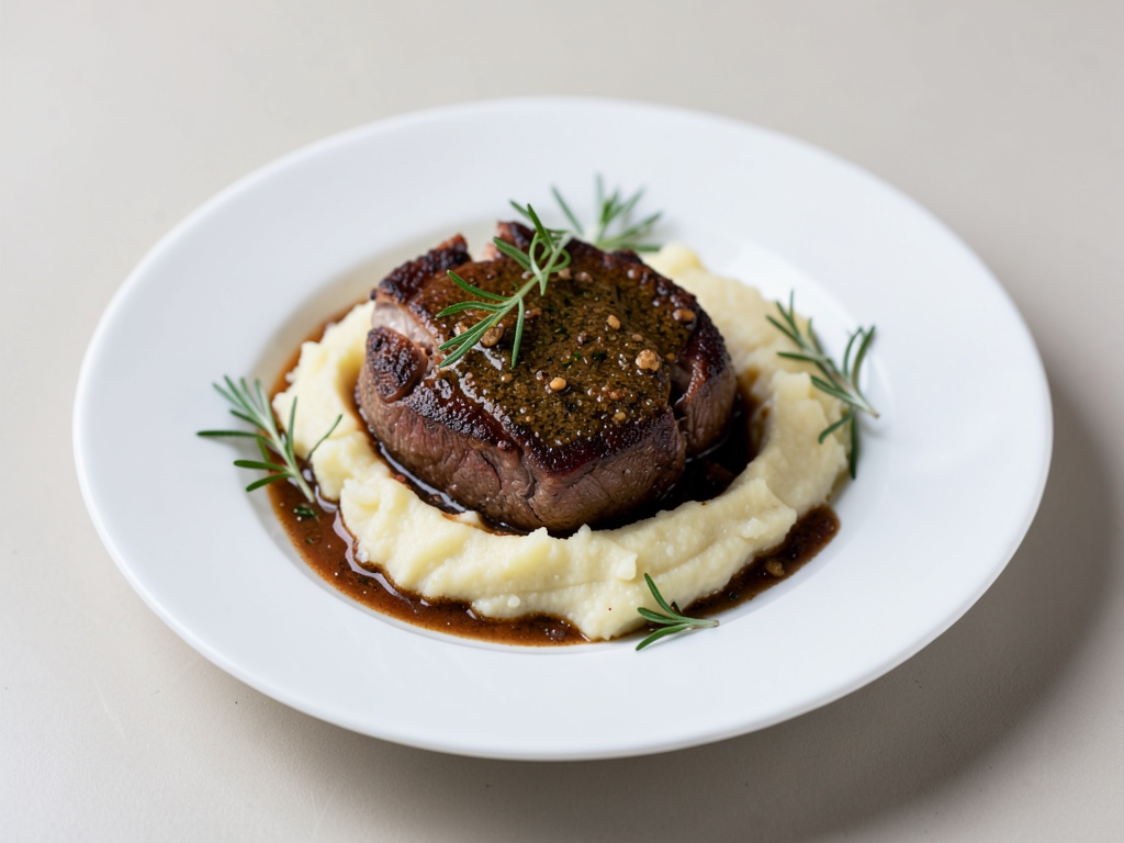 Manzo al pepe con purè di patate cremoso