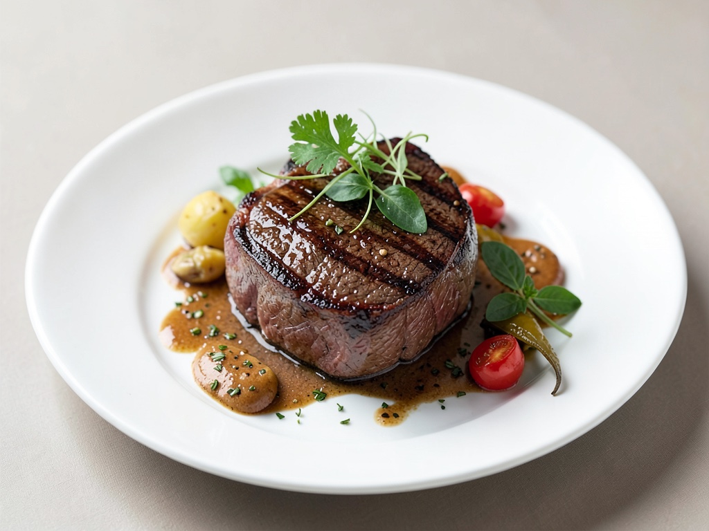 Bistec di manzo succoso dalla padella per grill