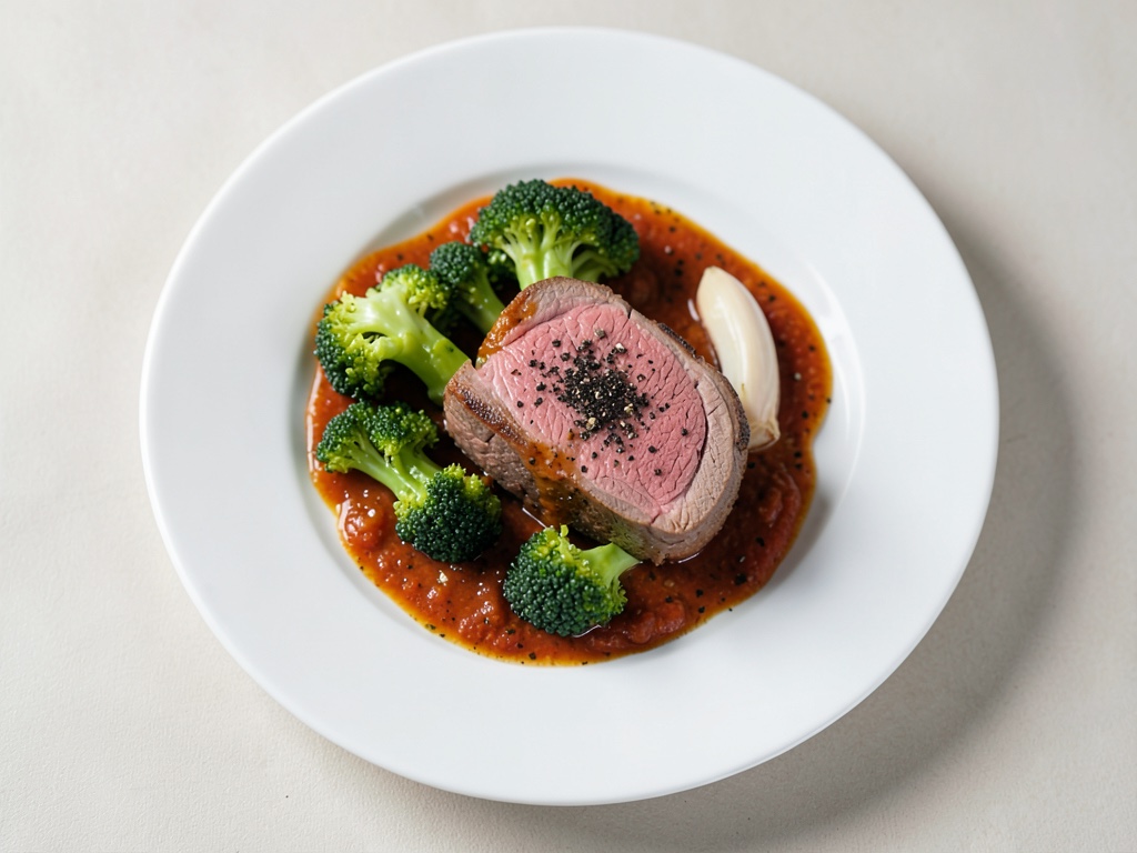 Straccetti di manzo con broccoli in salsa piccante al pepe