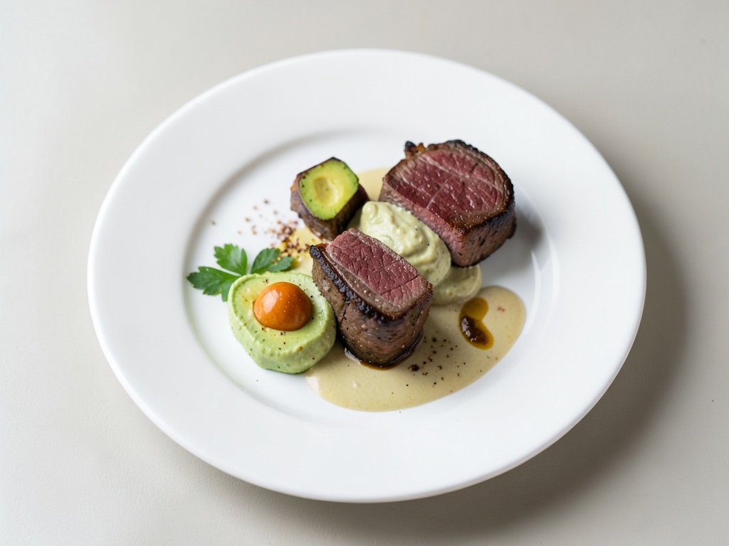 Rotelle di filetto di manzo succose con salsa cremosa all'avocado
