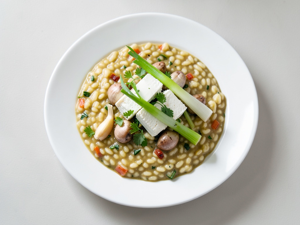 Risotto à la Caprese mit gezupftem Mozzarella