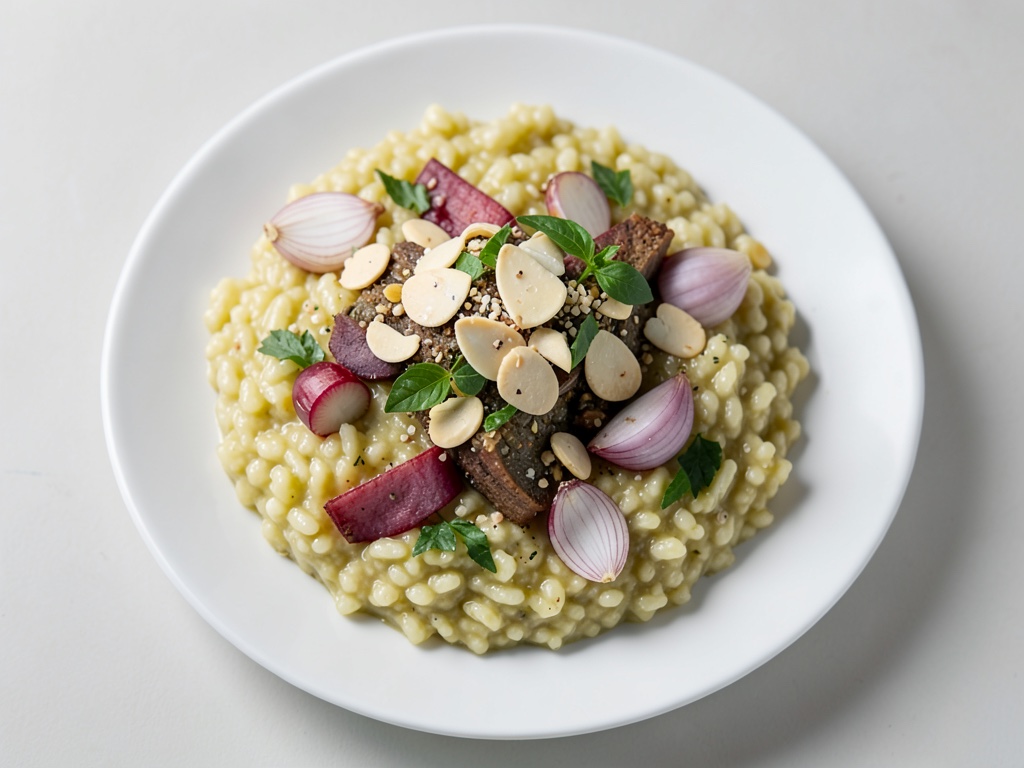 Risotto Caprese con mandele tostate