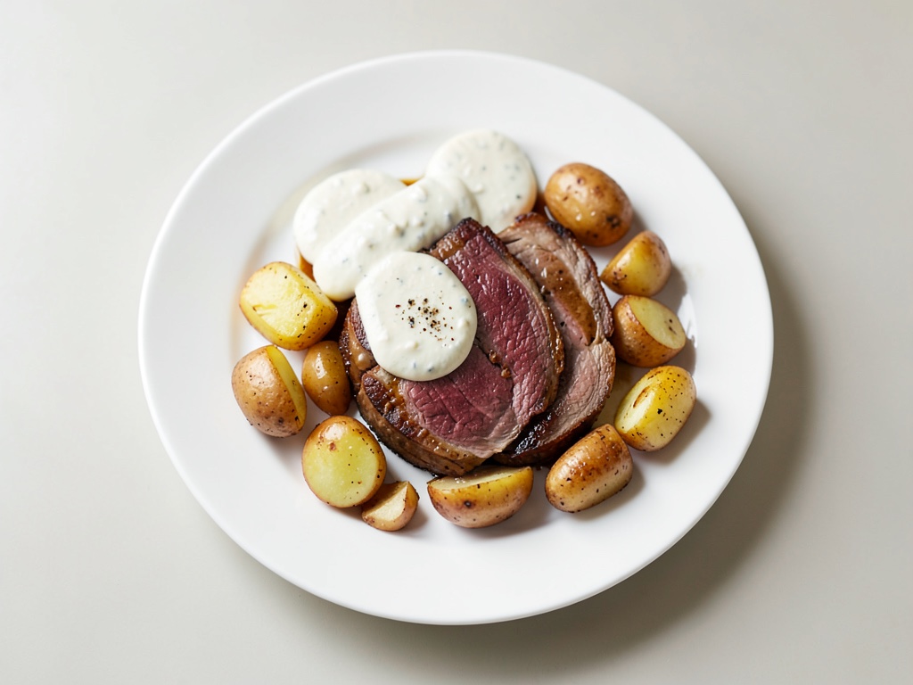 Roastbeef succulento con patate fritte croccanti e maionese alla remoulade fatta in casa