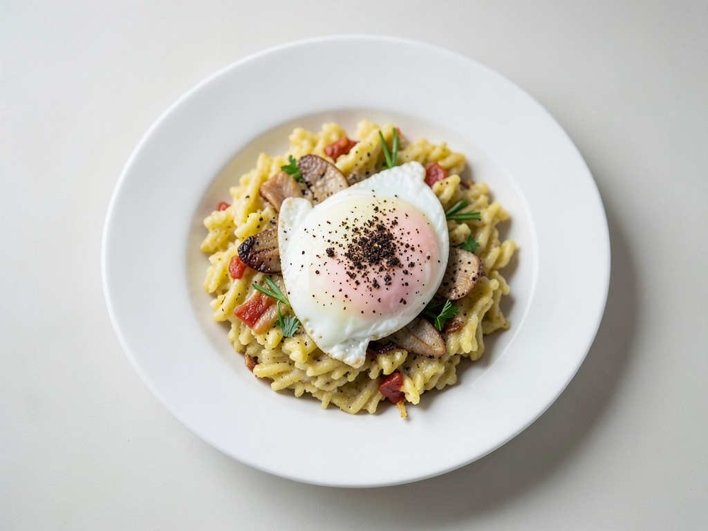 Rösti de patata crujiente con huevo frito