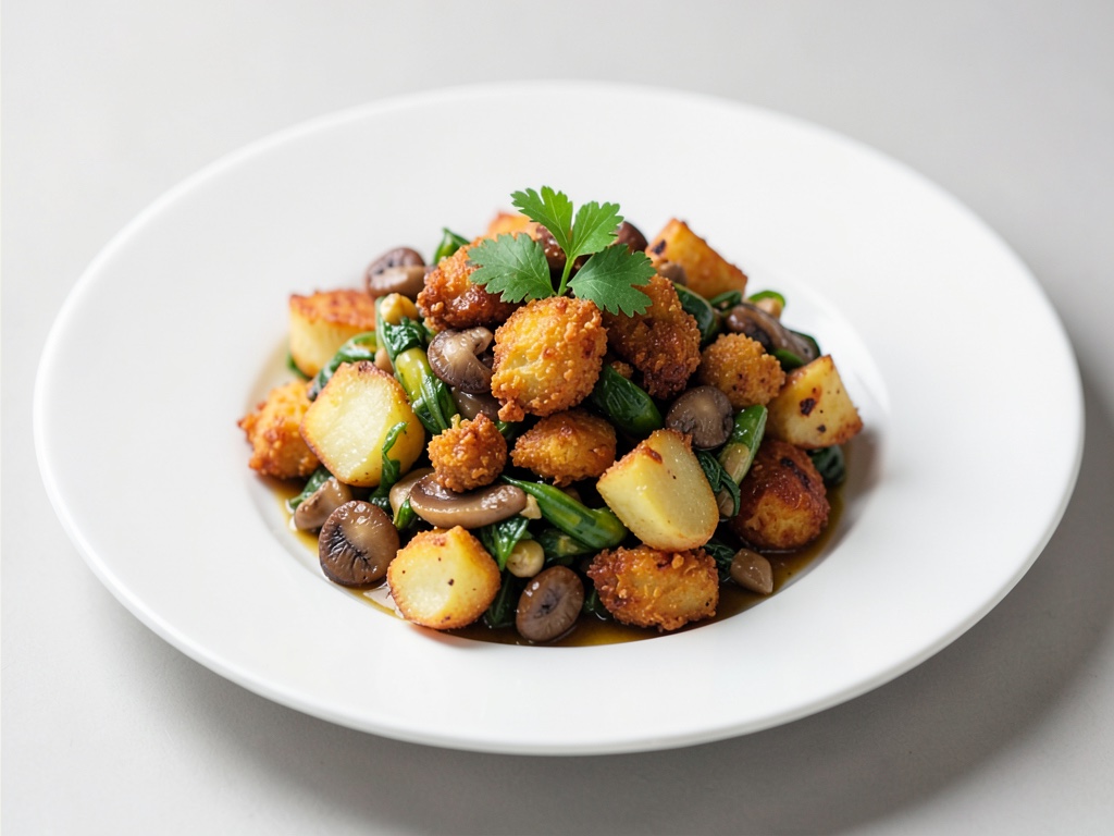 Insalata di patate arrosto croccanti con funghi chanterelle