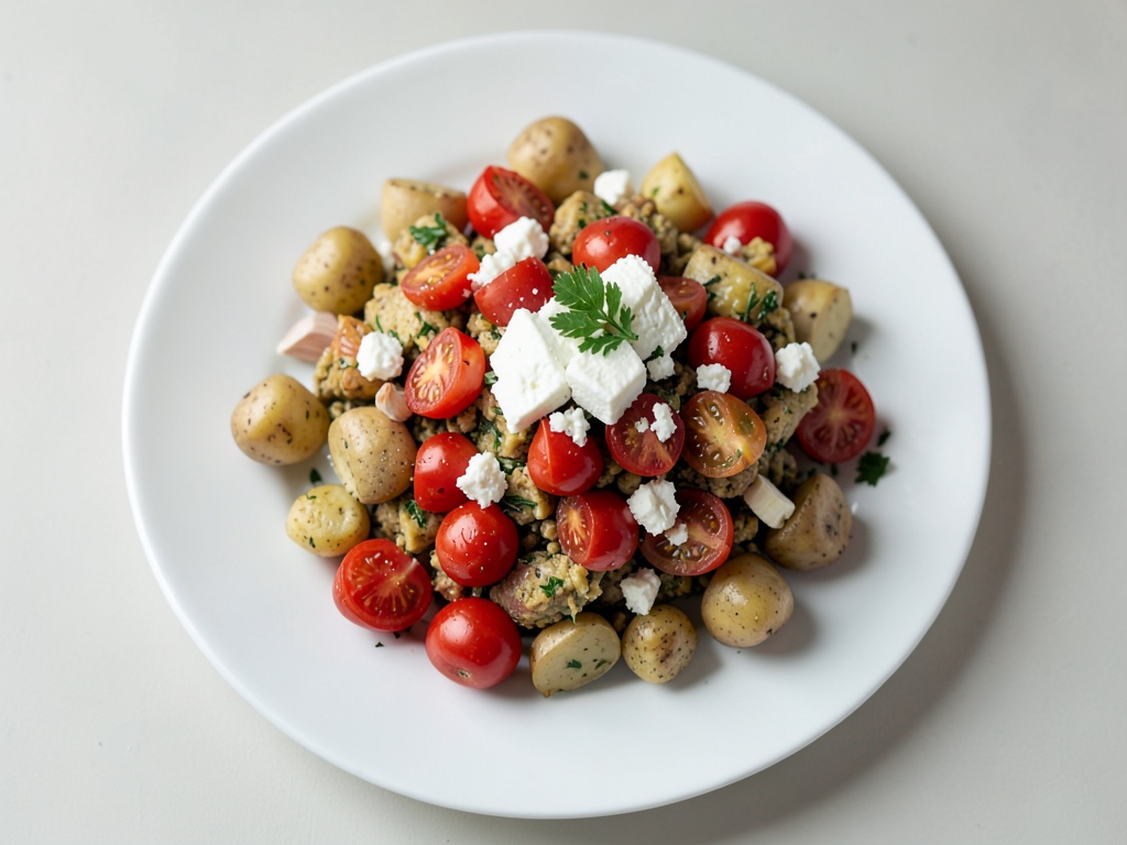 Insalata di patate croccante con feta e limone