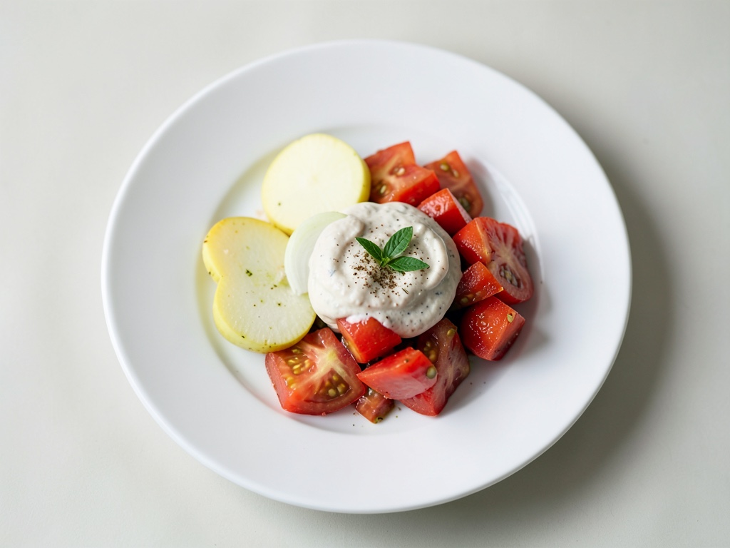 Verduras crujientes con dip cremoso de tomate
