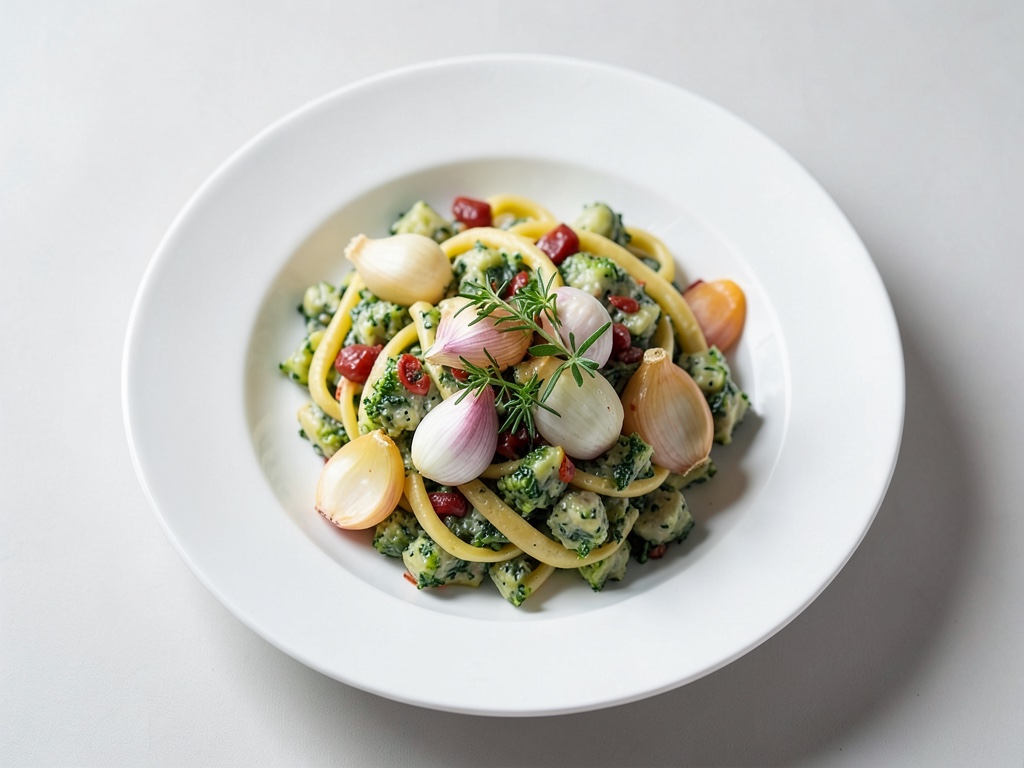 Kremige Pasta mit Rosenkohl und Nüssen