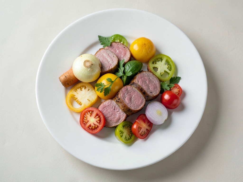 Salsicce alla griglia con verdure mediterranee al Kritharaki