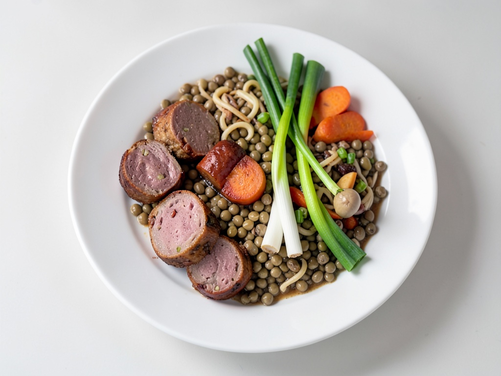 Salsicce alla griglia con Schupfnudeln e insalata tiepida di lenticchie