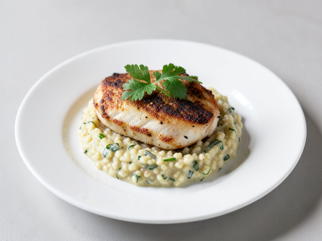 Branzino al forno con risotto al finocchio cremoso