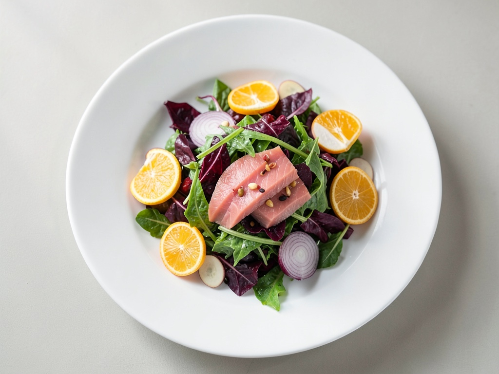 Insalata colorata di barbabietola e arancia con salmone