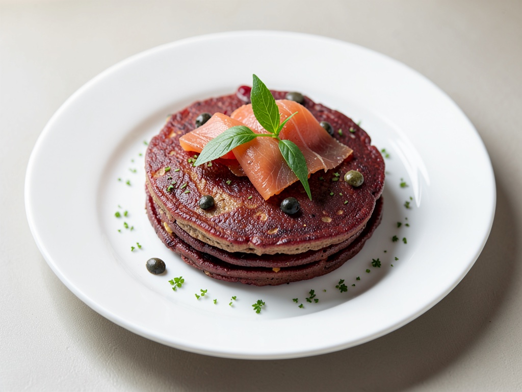 Tortitas de remolacha con salmón ahumado