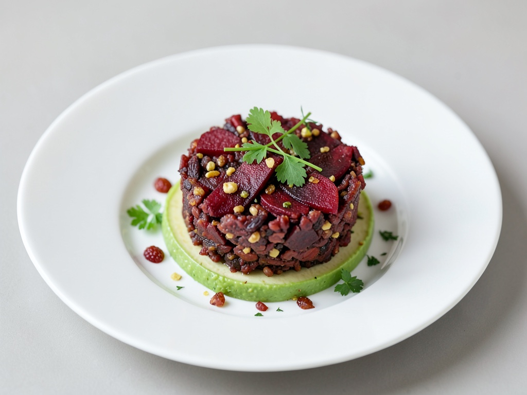 Tartare de betterave sur pain noir et avocat