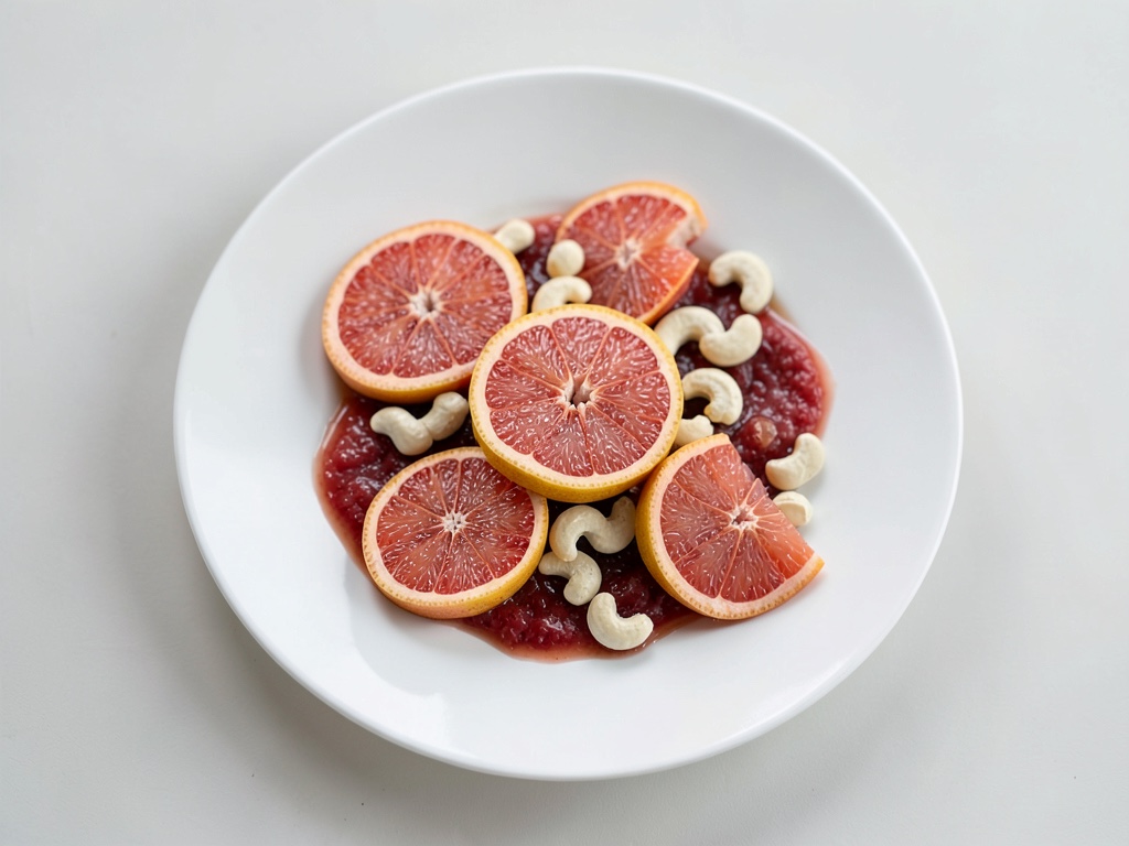 Pomelo rojo con anacardos
