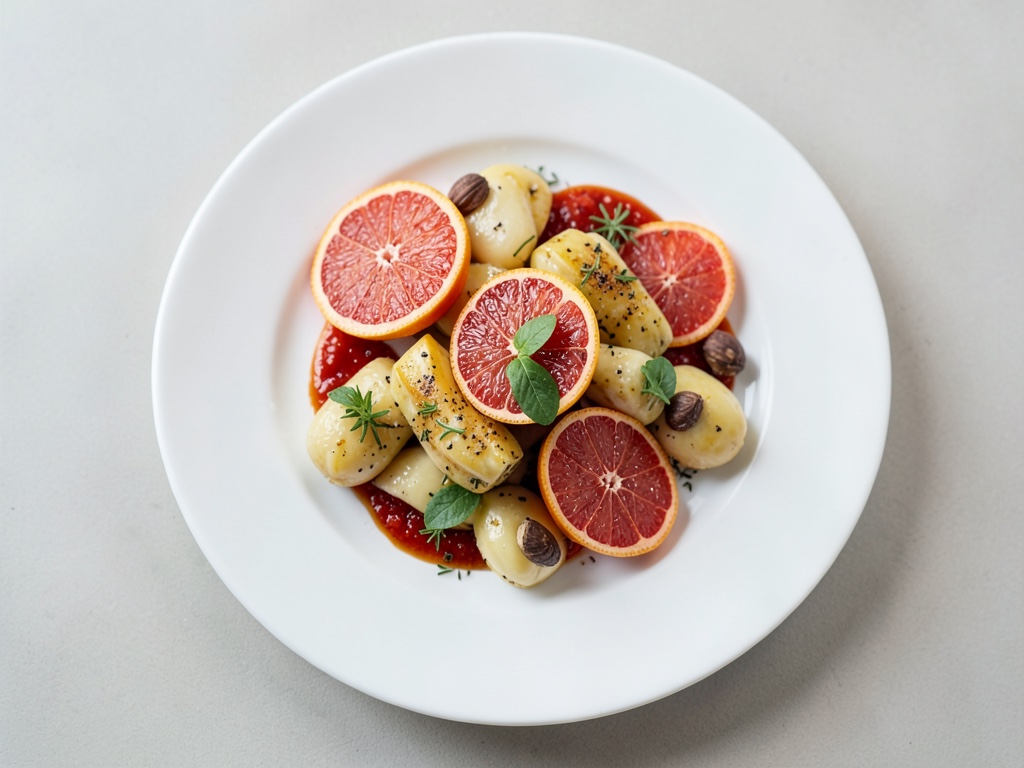 Pomelo rojo con almendras