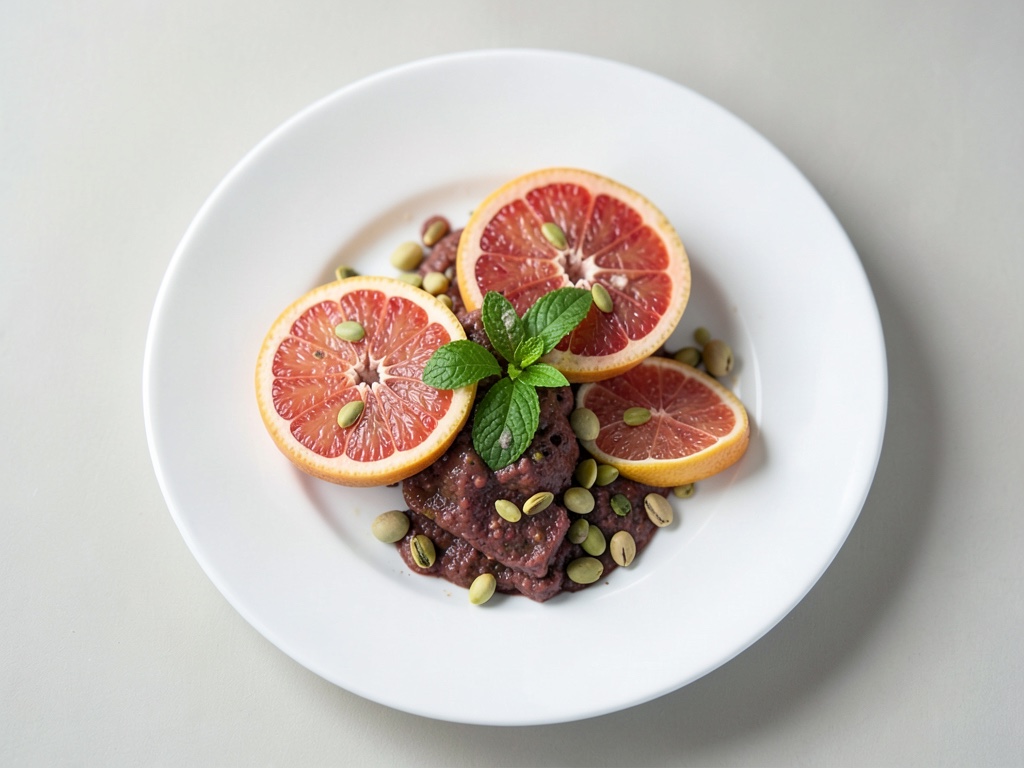 pomelo rojo con pistachos