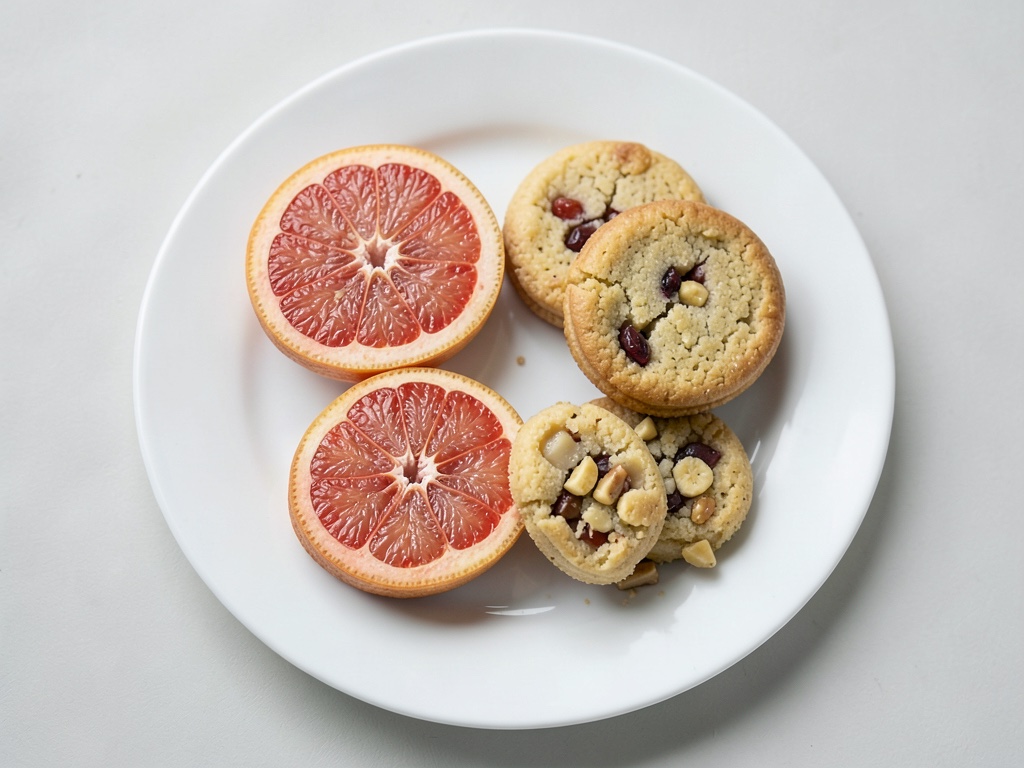 Pomelo rojo y galletas de arroz