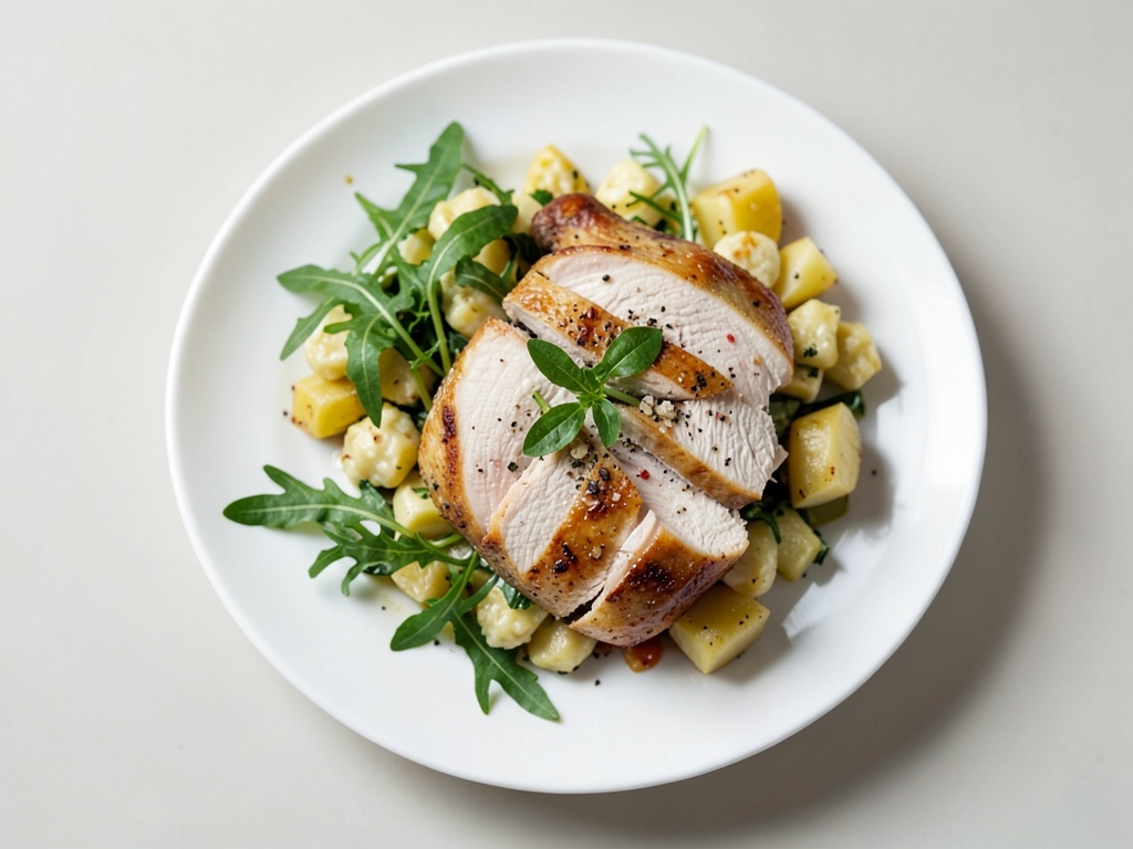 Pollo con marinatura al rucola e insalata di patate