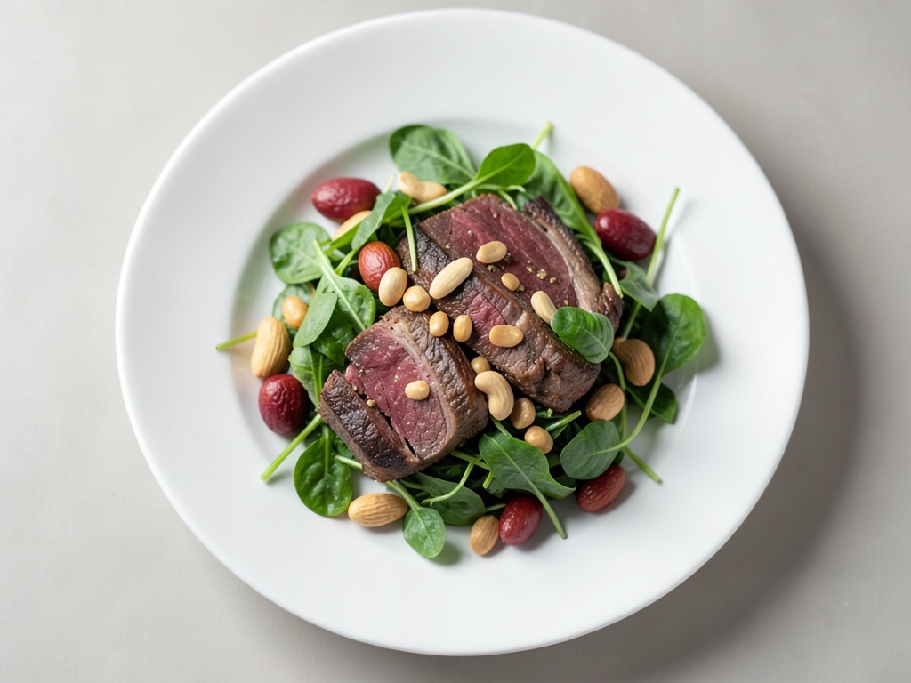 Insalata di rucola con manzo e mandorle