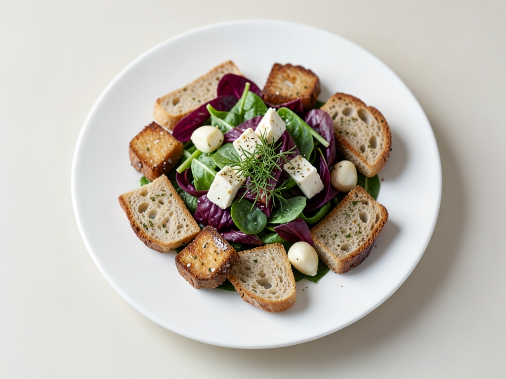 Insalata di rucola con formaggio di capra e croûtons