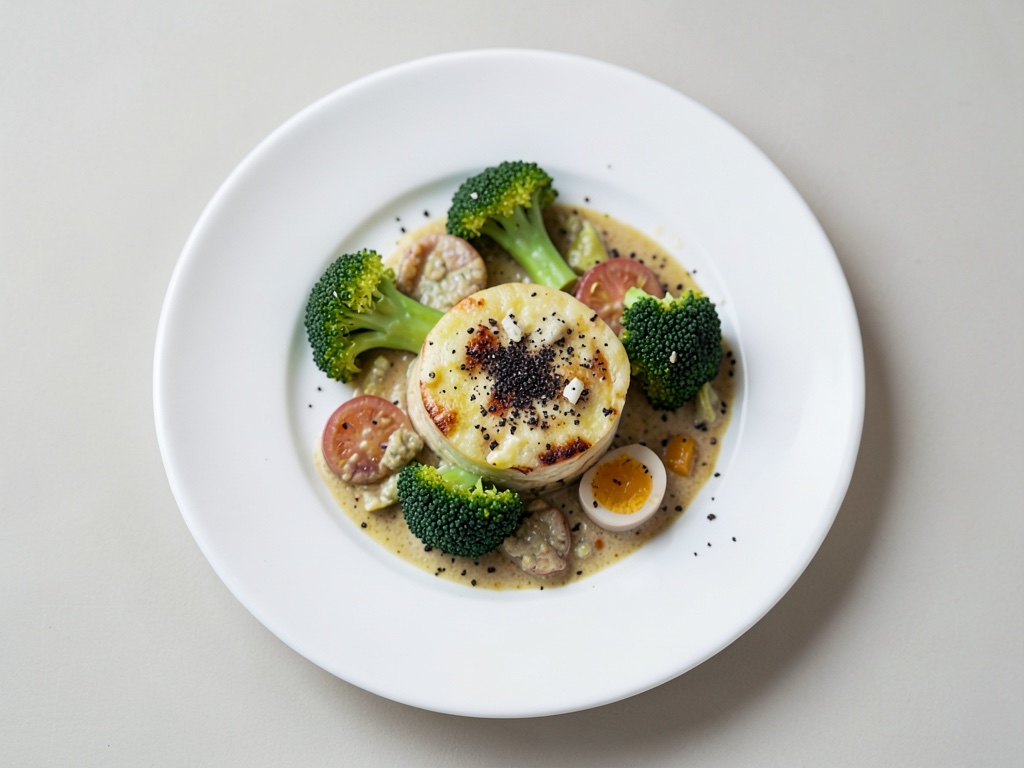 Huevos revueltos esponjosos con brócoli crujiente