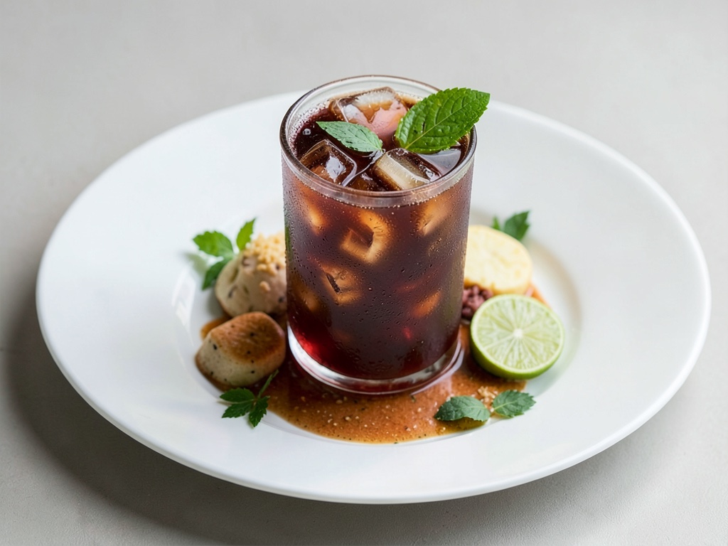 Eiskalter Rum-Cola mit Limette