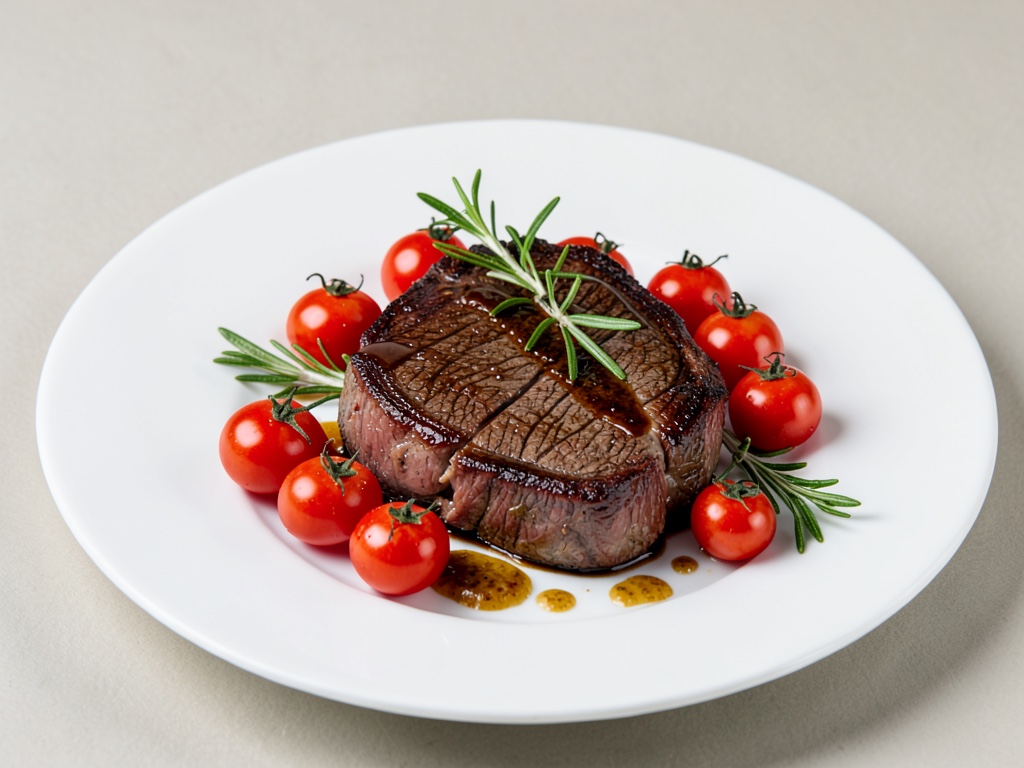 Saftiges Rindersteak mit Cherrytomaten und Rosmarin