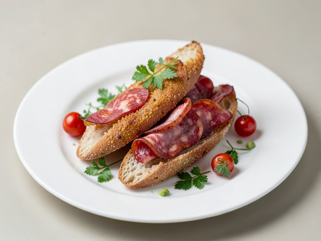 Baguette crujiente de salami y jamón
