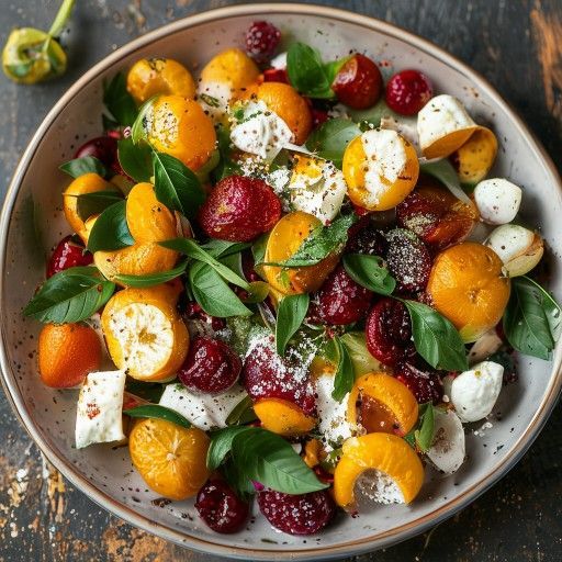 Insalata fresca con pesche alla griglia