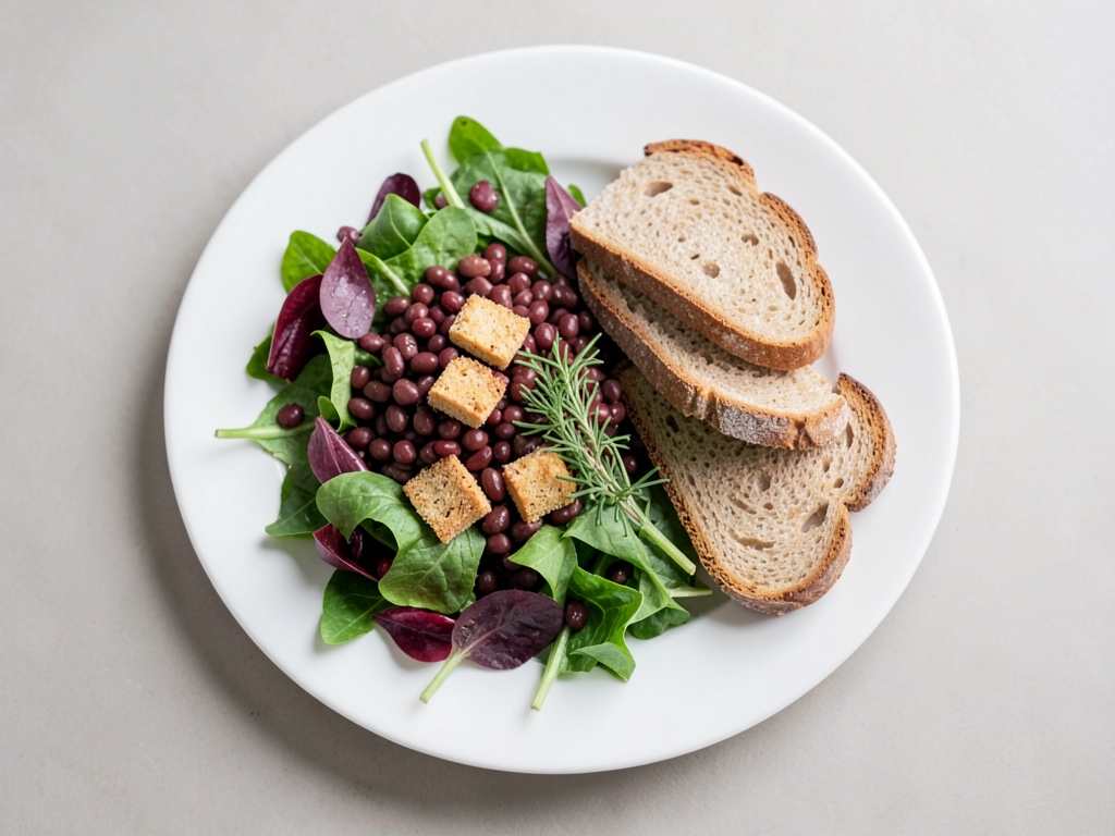 Insalata con fagioli rossi e crostini al timo