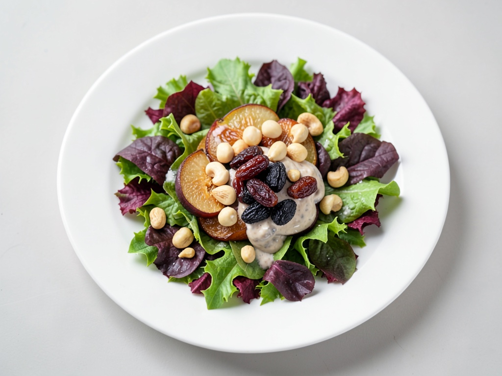 Insalata con vinaigrette alle prugne