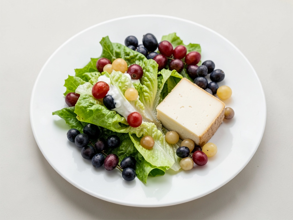 Insalata croccante con uva e bastoncini di formaggio