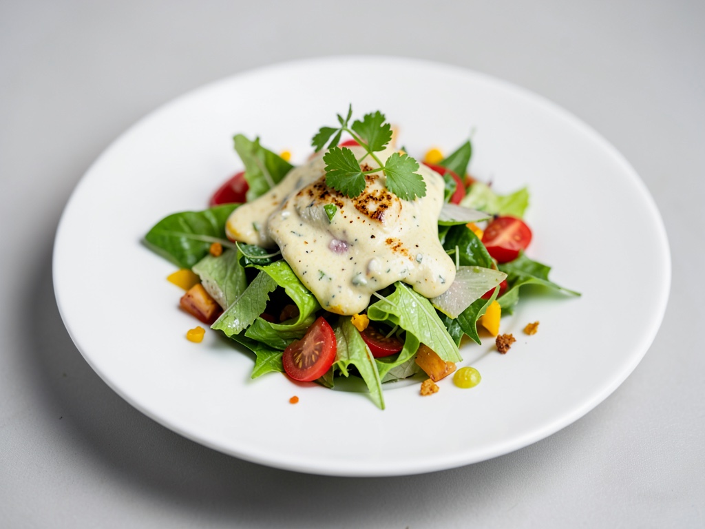 Insalata fresca con condimento al limone e basilico