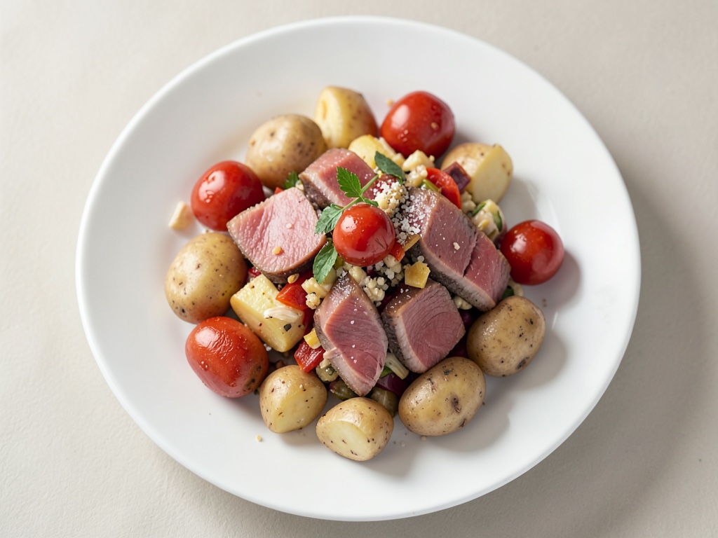 Insalata di patate al peperoncino con trota