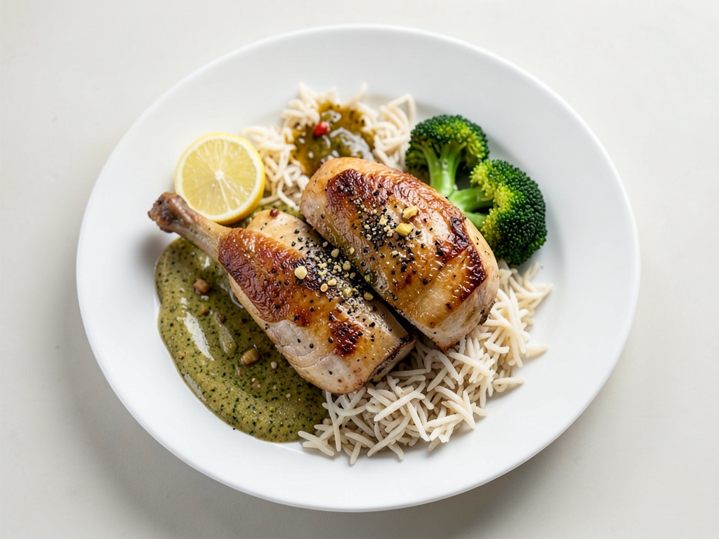 Pollo piccante con sesamo, broccoli e riso