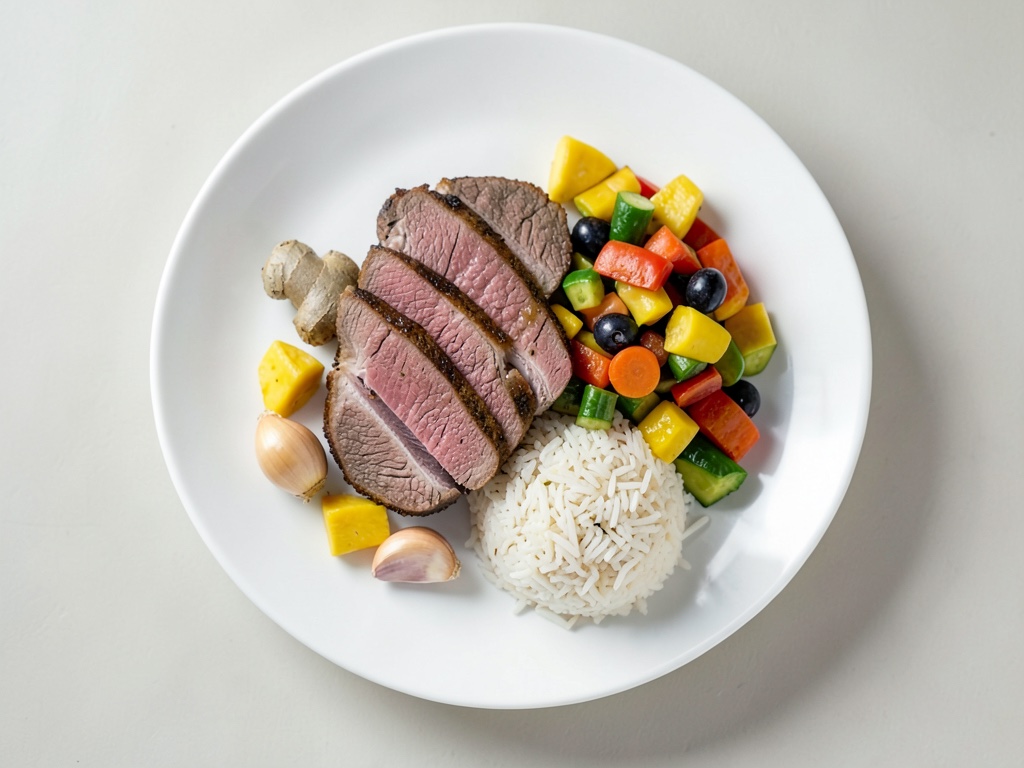 Filet de porc épicé avec légumes d'ananas et riz à la poêle
