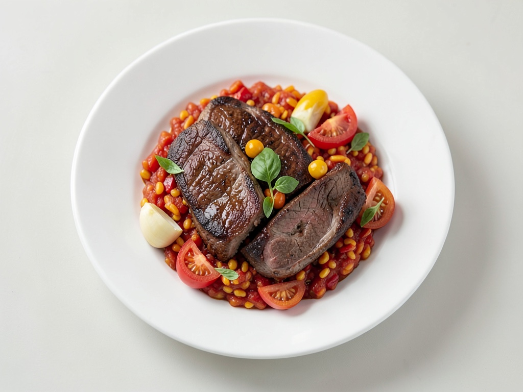 Spiedini di carne con riso e peperoni