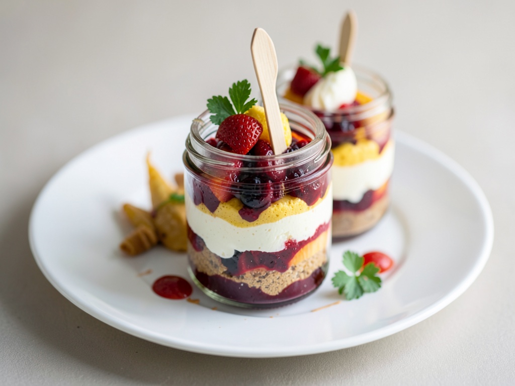 Fruchtige Schichtdesserts im Glas